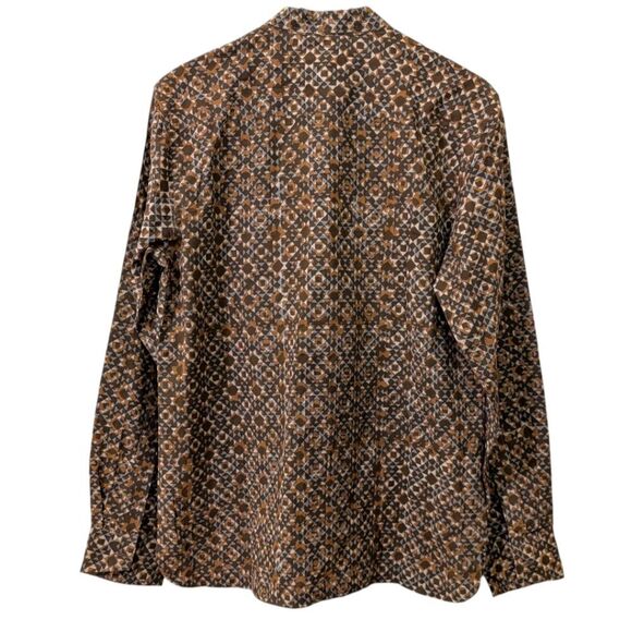 Fabindia Geometric Print Cotton Kurta Shirt Mandarin Collar roll-up tab Slim Fit - Picture 3 of 9